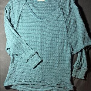 Free People Teal Textured Women's Top